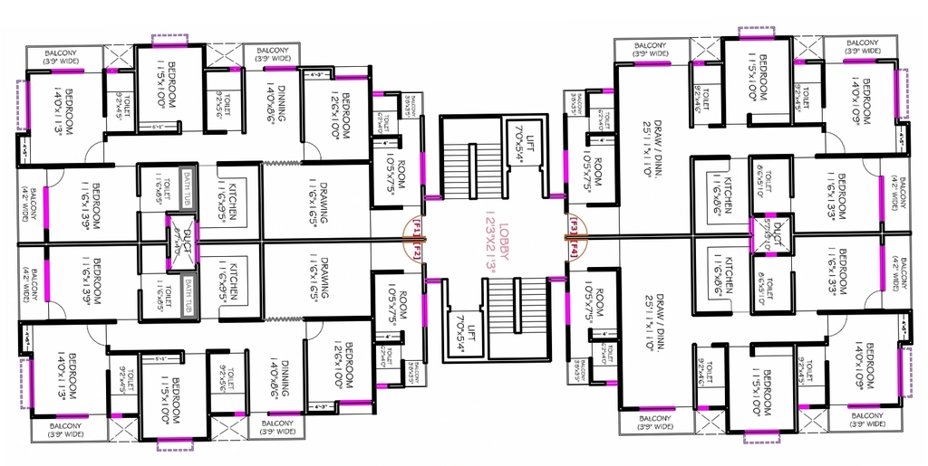 Floor Plan of Grih VIP Residency in Mahuabagh, Patna - Image 397770