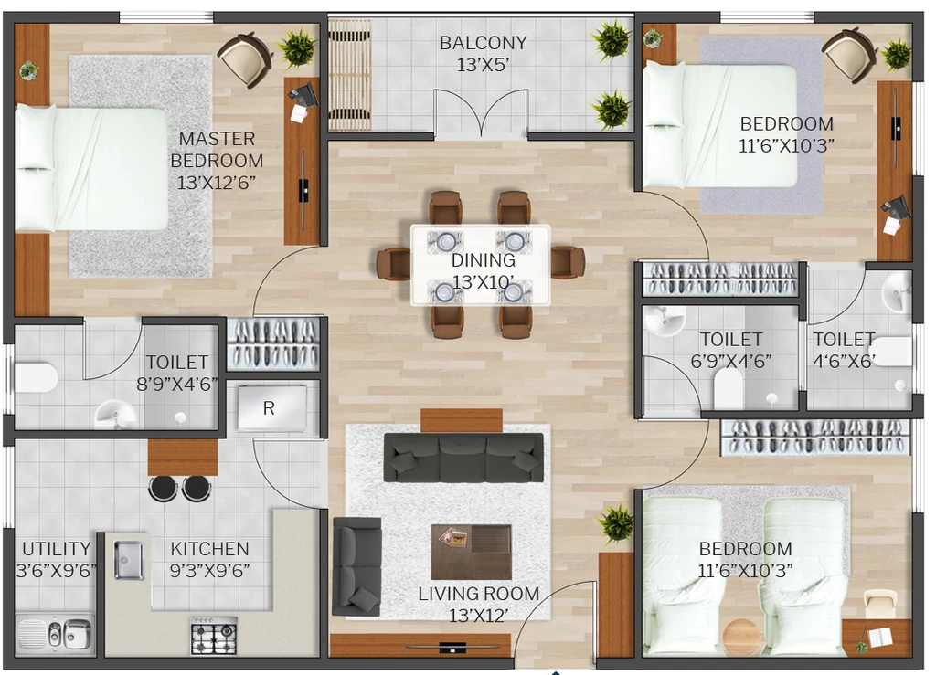 3 BHK Flat in Acropolis Buildwell in Nagole, Hyderabad - Image 914994