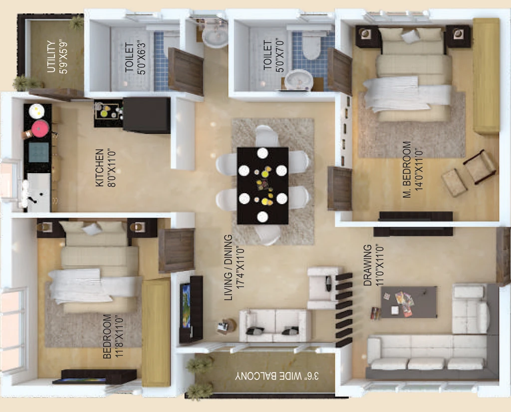 2 BHK Flat in Raam Mayfair Avenues in Nallakunta, Hyderabad - Image 914971