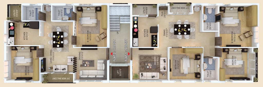 Floor Plan of Raam Mayfair Avenues in Nallakunta, Hyderabad - Image 396178