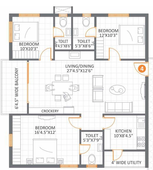 3 BHK Flat in Anuhar Meda Heights in Miyapur, Hyderabad - Image 914970