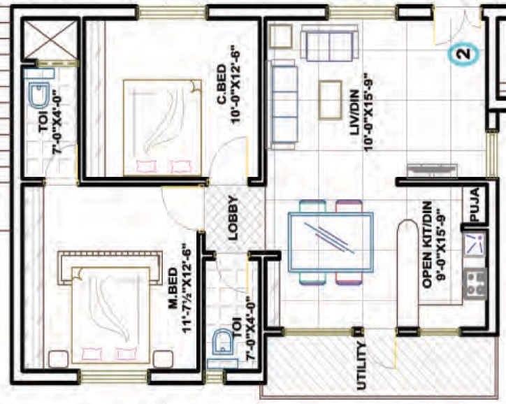 2 BHK Flat in SRK River Front Residency in Nagole, Hyderabad - Image 914956