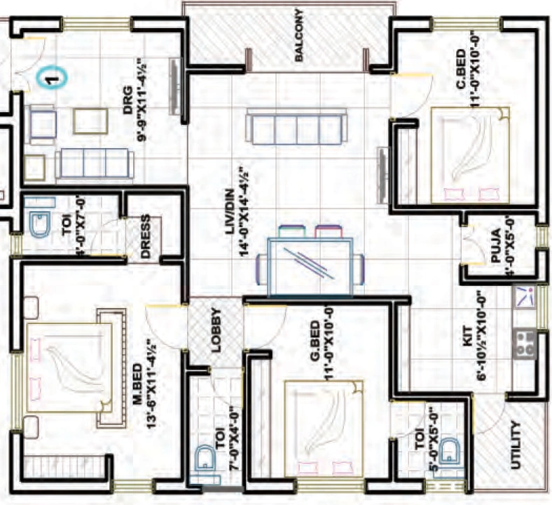3 BHK Flat in SRK River Front Residency in Nagole, Hyderabad - Image 914957