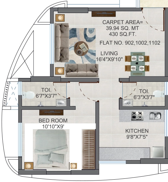 2 BHK Flat in Abode Navrang Heights in Majiwada, Thane - Image 915323