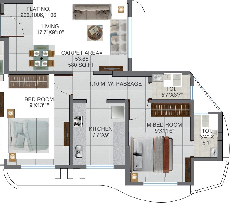 2 BHK Flat in Abode Navrang Heights in Majiwada, Thane - Image 915324