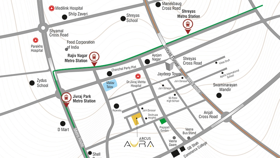 Location of Arcus Aura in Vasna, Ahmedabad - Image 396302