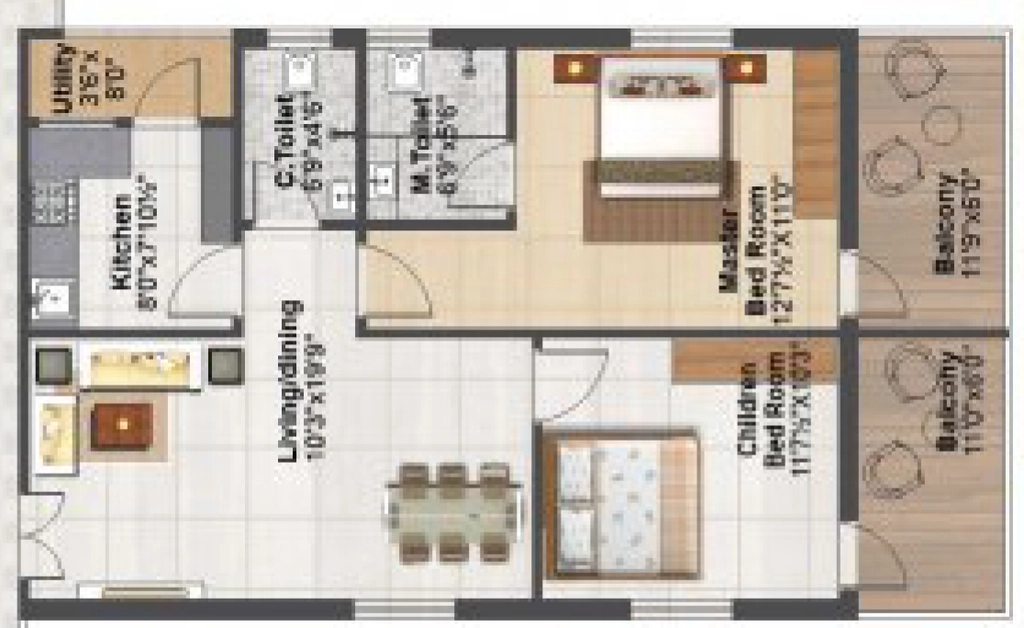 2 BHK Flat in SV Skyline Veda in Adibatla, Hyderabad - Image 915040