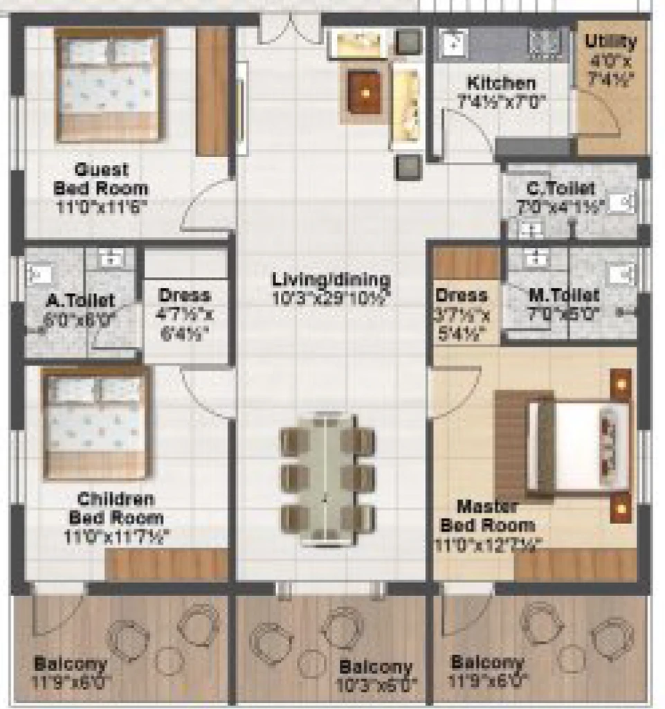 3 BHK Flat in SV Skyline Veda in Adibatla, Hyderabad - Image 915042