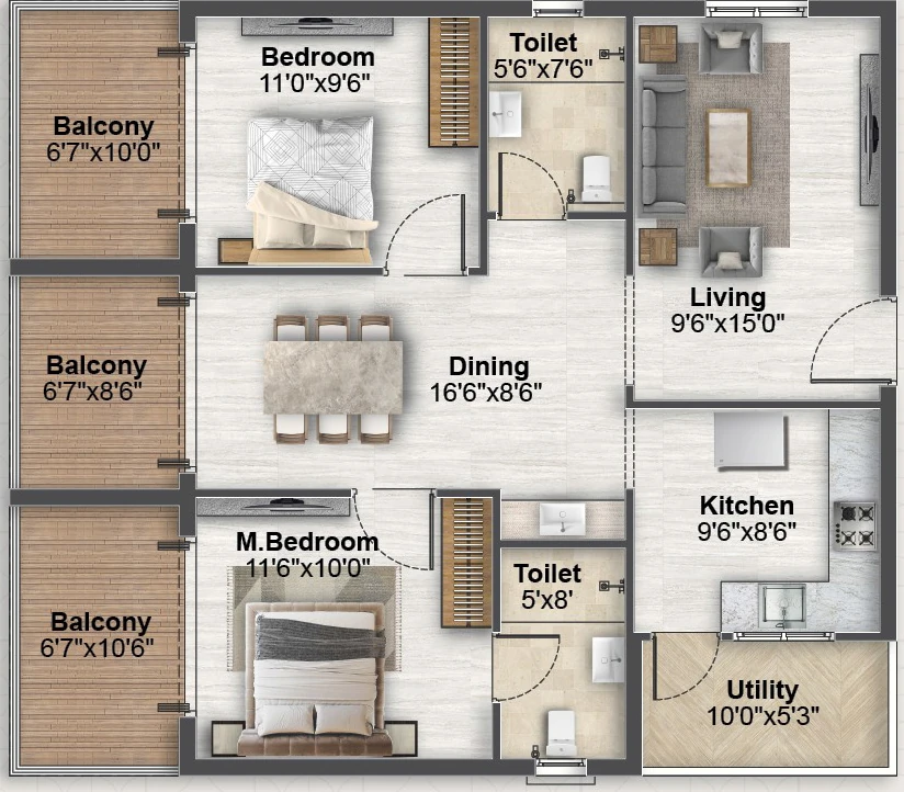 2 BHK Flat in SV Skyline Avasa in Adibatla, Hyderabad - Image 915031