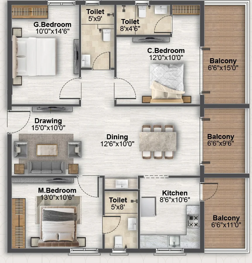 3 BHK Flat in SV Skyline Avasa in Adibatla, Hyderabad - Image 915033