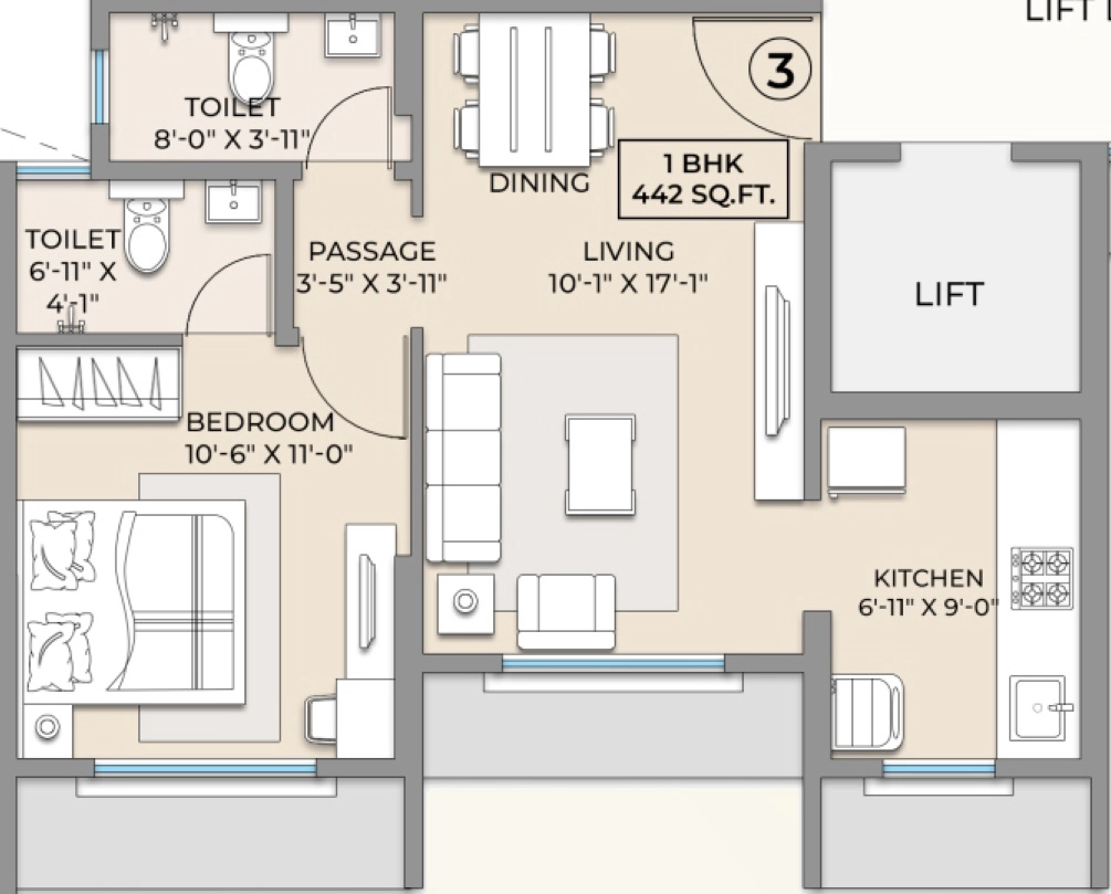 1 BHK Flat in Hum GS Heights in Kandivali West, Mumbai - Image 915392