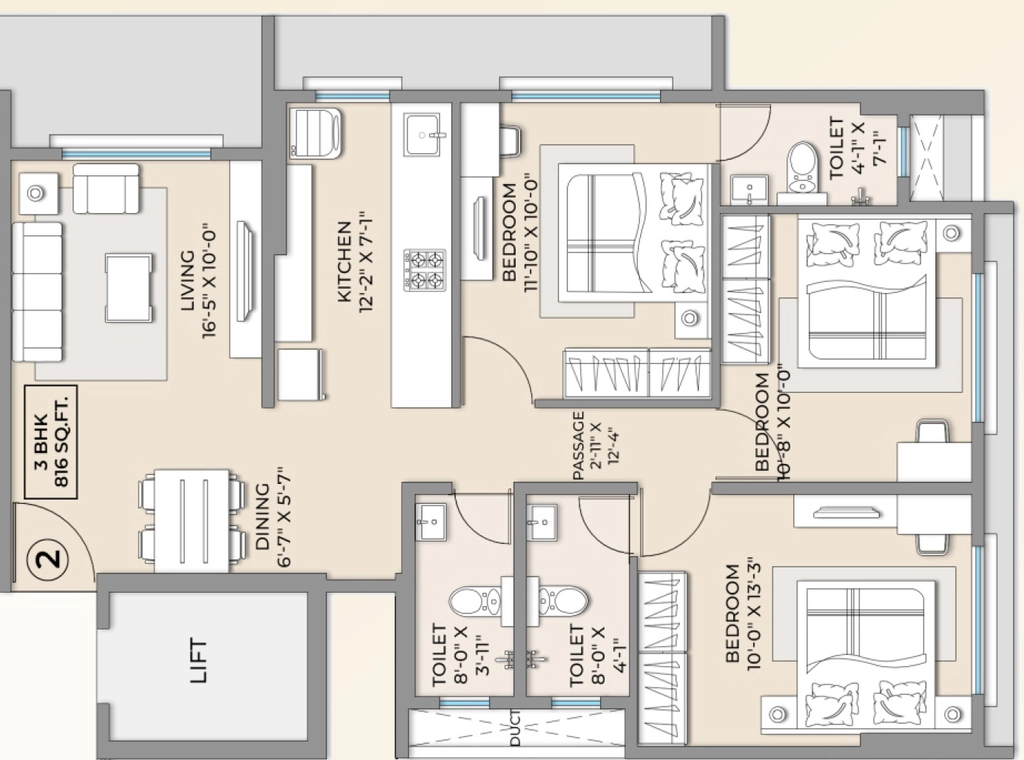 3 BHK Flat in Hum GS Heights in Kandivali West, Mumbai - Image 915395