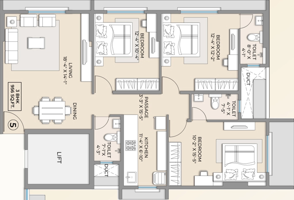 3 BHK Flat in Hum GS Heights in Kandivali West, Mumbai - Image 915396