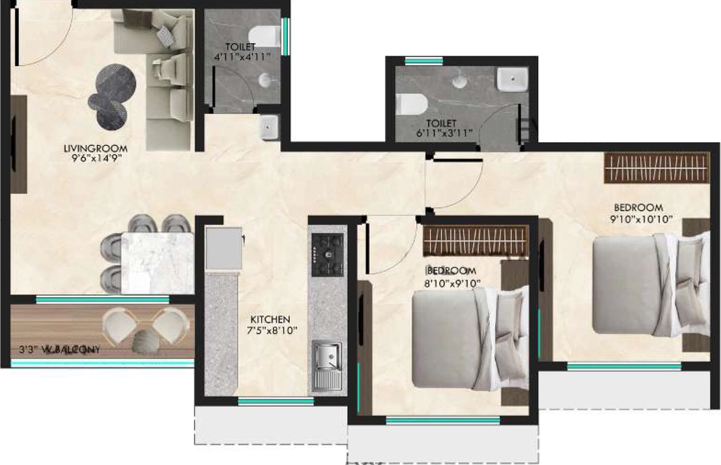 2 BHK Flat in Jewel Prismm in Kalyan East, Thane - Image 915399