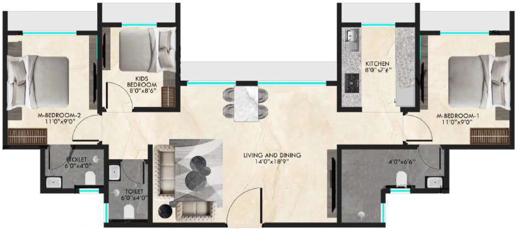 3 BHK Flat in Jewel Prismm in Kalyan East, Thane - Image 915400