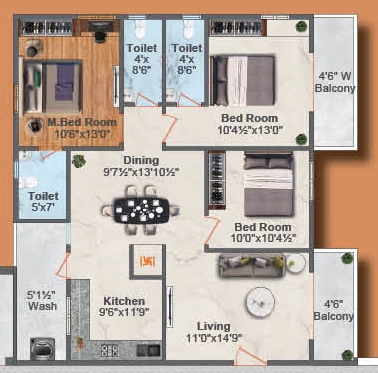 3 BHK Flat in Sri Dhruv Tranquil in Patancheru, Hyderabad - Image 915046