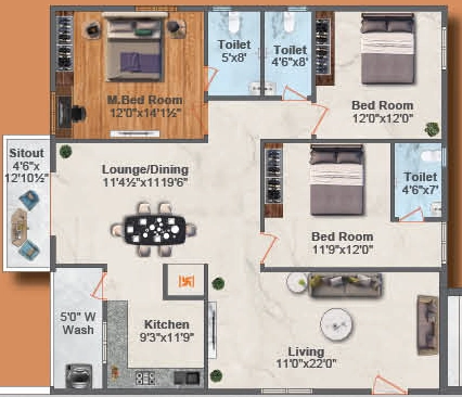 3 BHK Flat in Sri Dhruv Tranquil in Patancheru, Hyderabad - Image 915047