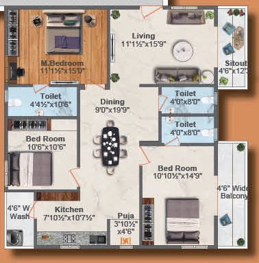 3 BHK Flat in Sri Dhruv Tranquil in Patancheru, Hyderabad - Image 915048