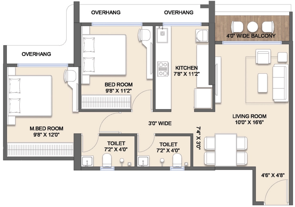 2 BHK Flat in Shree Seasons Aura in Kalyan West, Thane - Image 915365