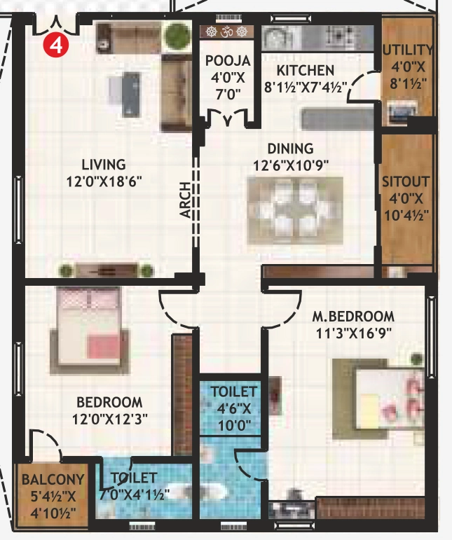 2 BHK Flat in Sri Venkateshwara Shatamanam in Gopanpally, Hyderabad - Image 915060