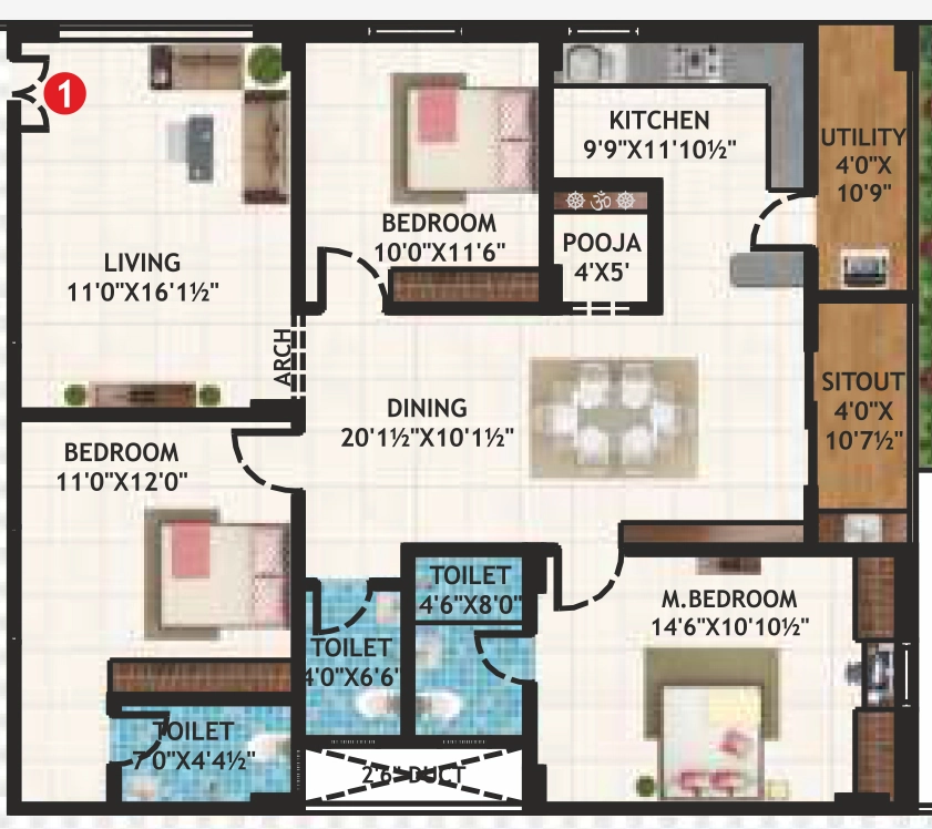 3 BHK Flat in Sri Venkateshwara Shatamanam in Gopanpally, Hyderabad - Image 915061
