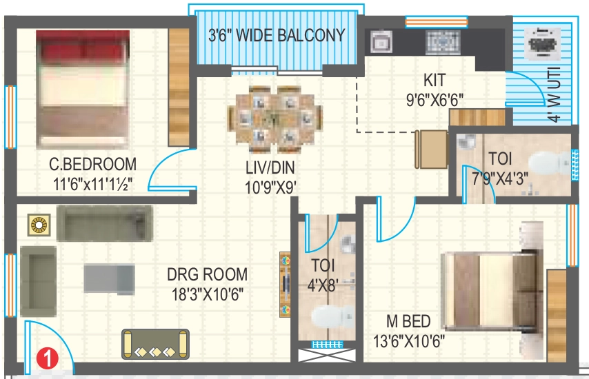 2 BHK Flat in Surya Saketh Millennium in Nizampet, Hyderabad - Image 915067