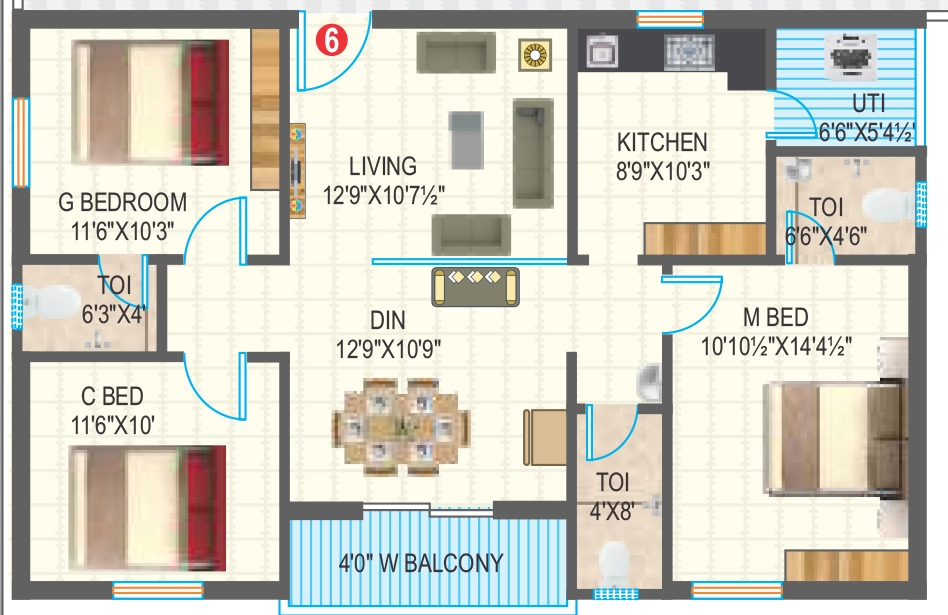 3 BHK Flat in Surya Saketh Millennium in Nizampet, Hyderabad - Image 915068
