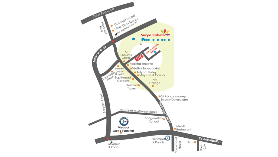 Location of Surya Saketh Millennium in Nizampet, Hyderabad - Image 396441