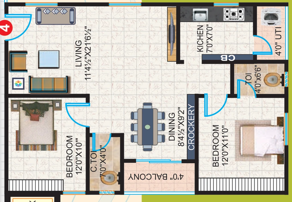 2 BHK Flat in Surya Saketh Palace in Nizampet, Hyderabad - Image 915064
