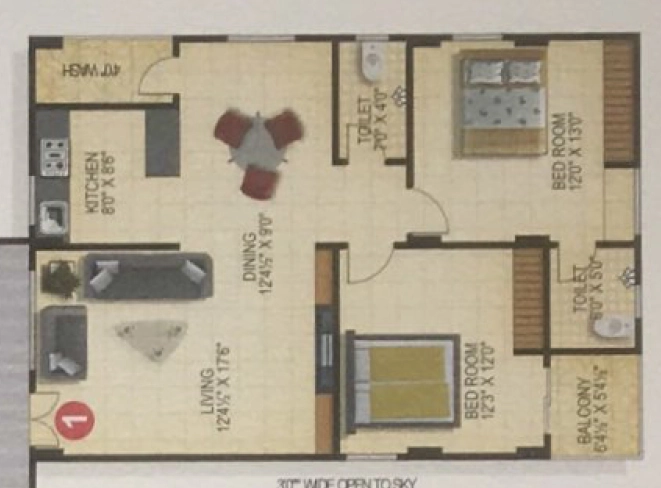 2 BHK Flat in Suryas Yogitha Enclave in Nizampet, Hyderabad - Image 915062