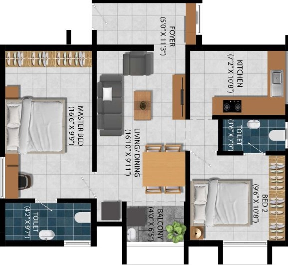 2 BHK Flat in Karpagam Vaibhav in Saravanampatti, Coimbatore - Image 915093