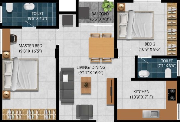 2 BHK Flat in Karpagam Vaibhav in Saravanampatti, Coimbatore - Image 915091