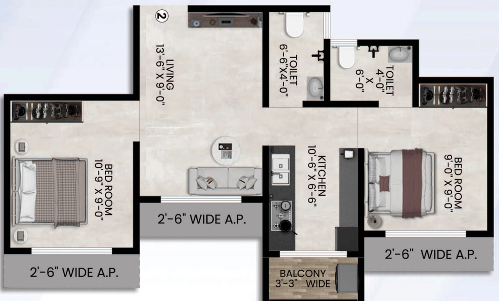 2 BHK Flat in Kalyan Vatika in Kalyan West, Thane - Image 915403