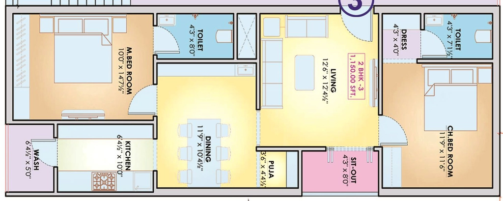 2 BHK Flat in K K Enclave in Meerpet, Hyderabad - Image 915120