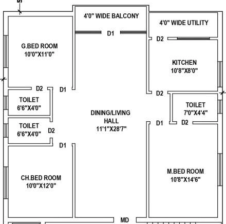 3 BHK Flat in TRK Sri Ramakrishna Nilayam in Manikonda, Hyderabad - Image 915124