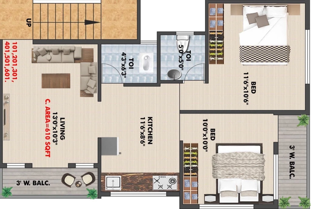 2 BHK Flat in Prasad Rajeshwar Apartment in Govind Nagar, Nashik - Image 915127