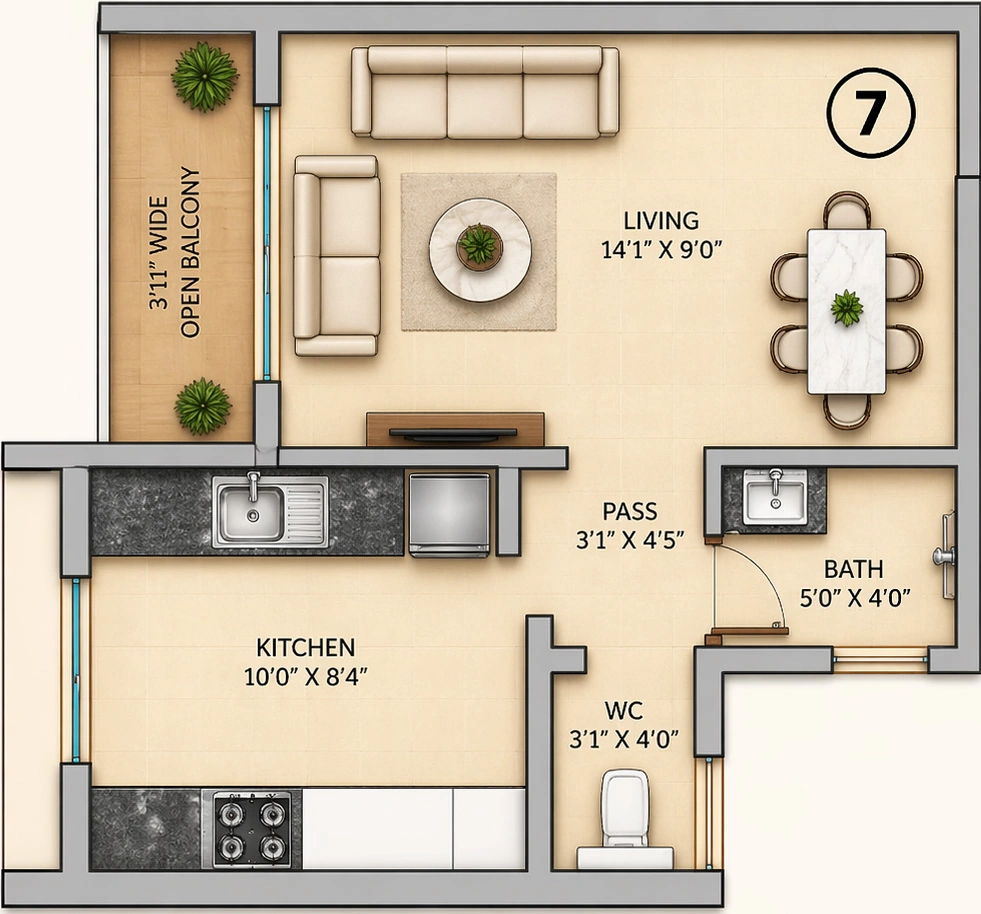 1 RK Studio Apartment in Morya Golden Imperial in Kalyan West, Thane - Image 915855