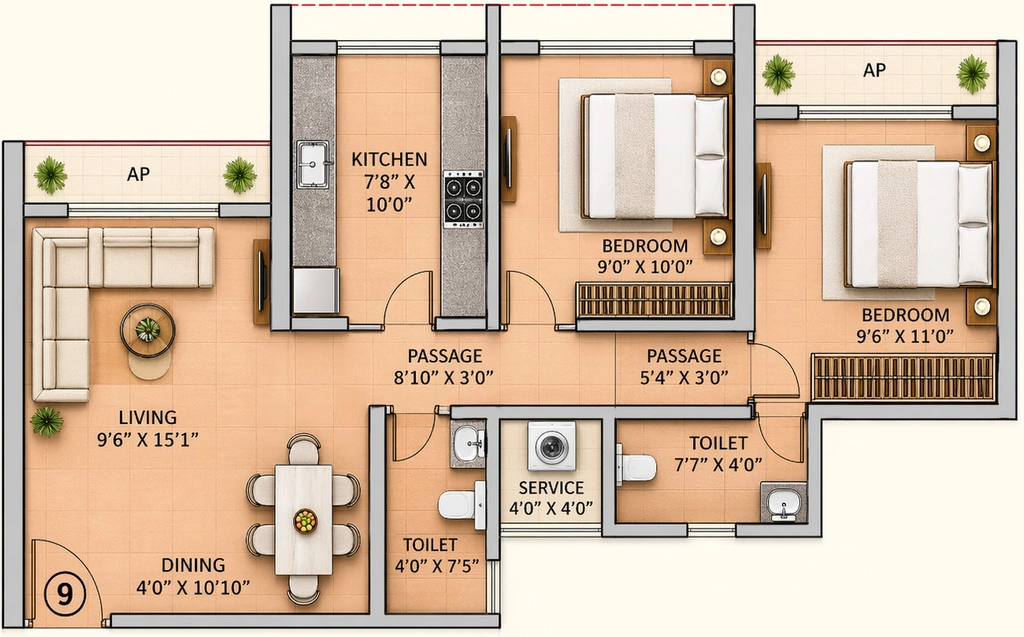 2 BHK Flat in Morya Golden Imperial in Kalyan West, Thane - Image 915857