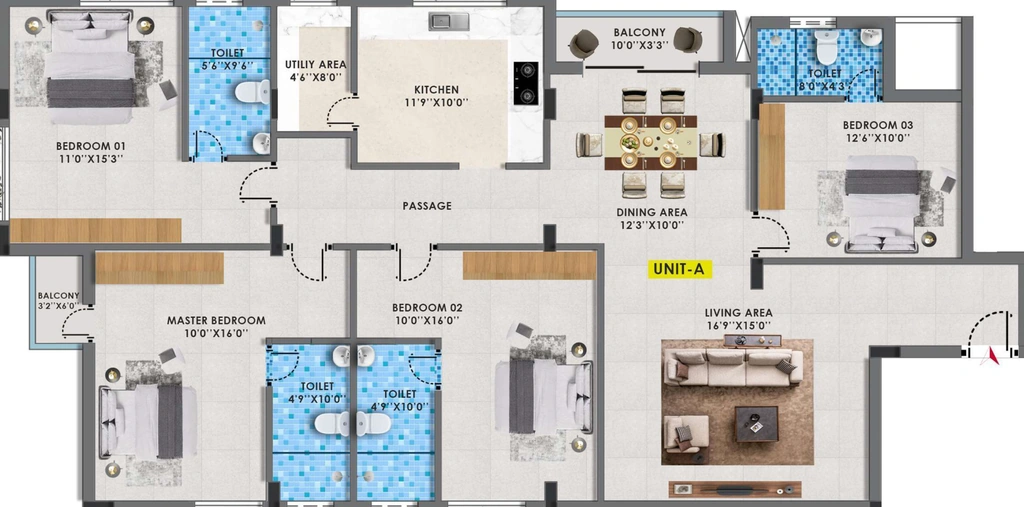 4 BHK Flat in Cinnamon Blossom in Mogappair, Chennai - Image 915197