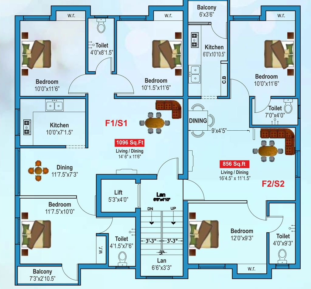 Floor Plan of Galaxy Blossom in Saligramam, Chennai - Image 396743