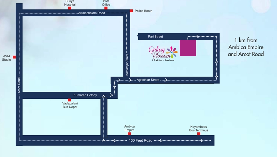 Location of Galaxy Blossom in Saligramam, Chennai - Image 396741
