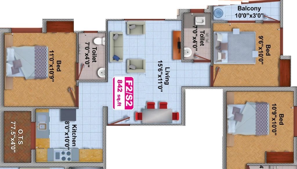 2 BHK Flat in Kaveri Gardenia in Tambaram, Chennai - Image 915260