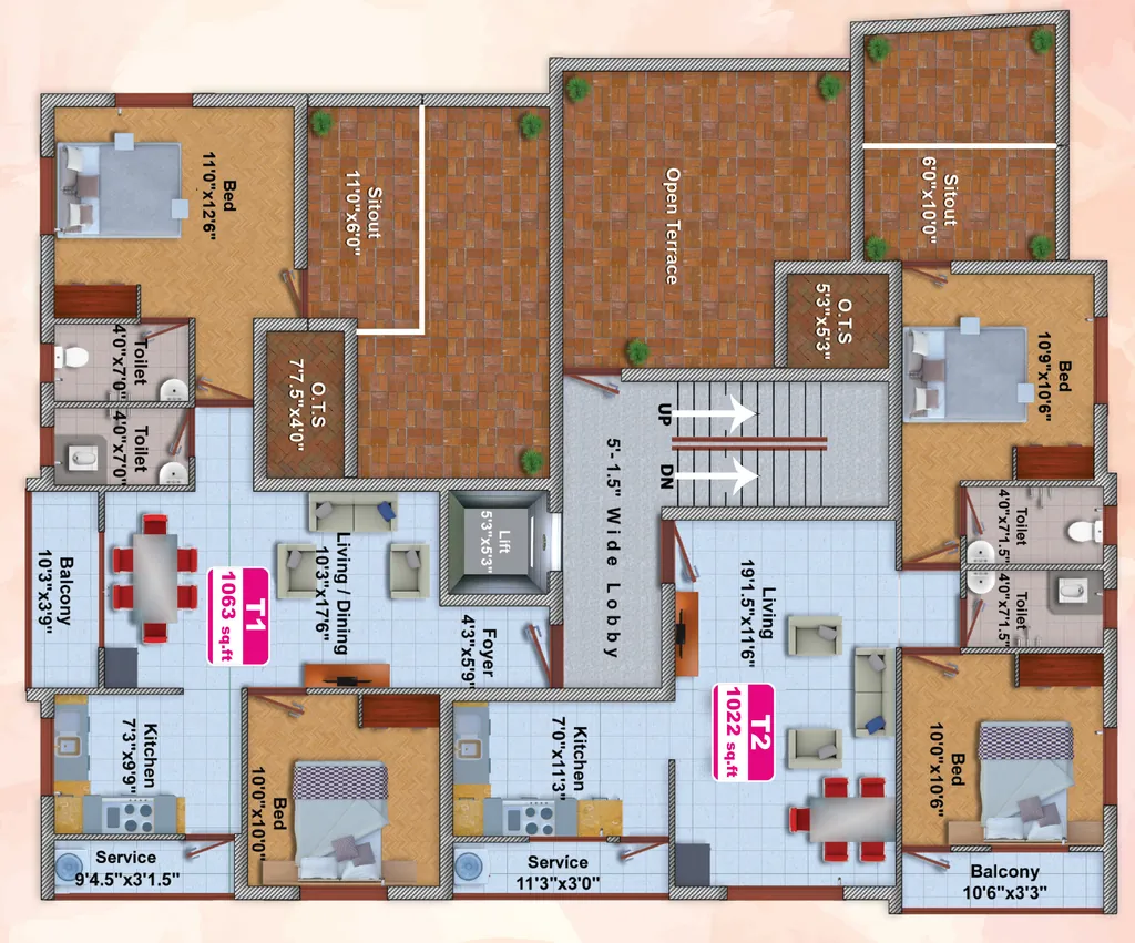 Floor Plan of Kaveri Gardenia in Tambaram, Chennai - Image 396773