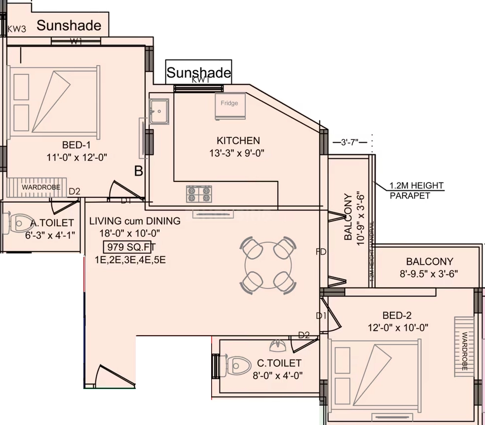 2 BHK Flat in Sri The Peak in Madhavaram, Chennai - Image 915283