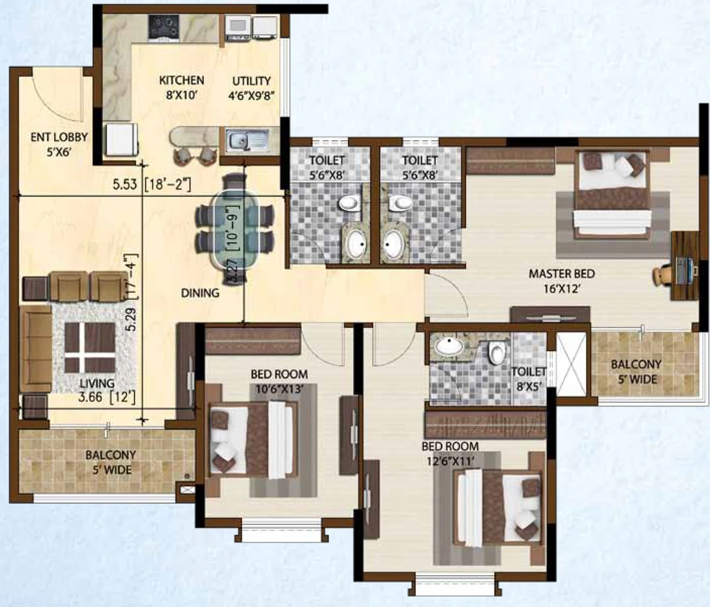 3 BHK Flat in Brigade Altamont in Hennur Road, Bangalore - Image 915288