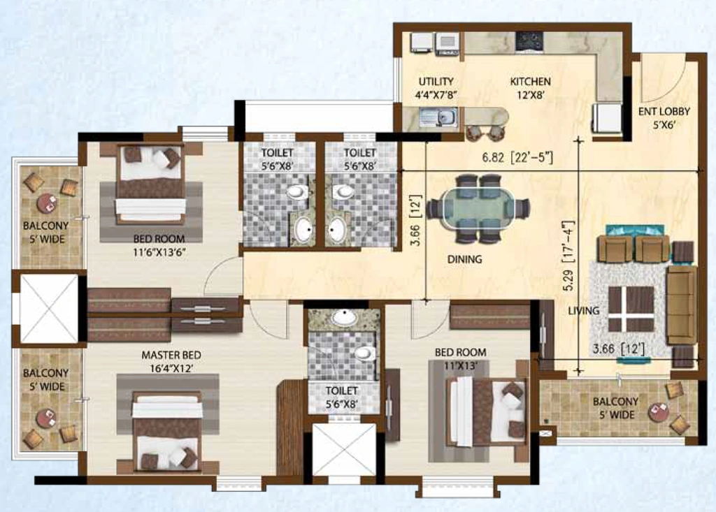 3 BHK Flat in Brigade Altamont in Hennur Road, Bangalore - Image 915289
