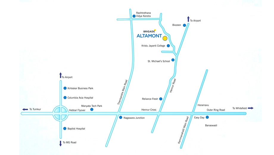 Location of Brigade Altamont in Hennur Road, Bangalore - Image 396844