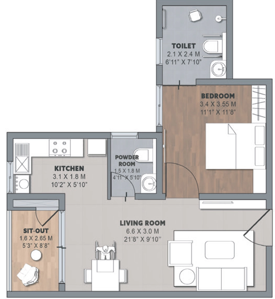 1 BHK Flat in Brigade Orchards Laurel And Maple in Devanahalli, Bangalore - Image 915291