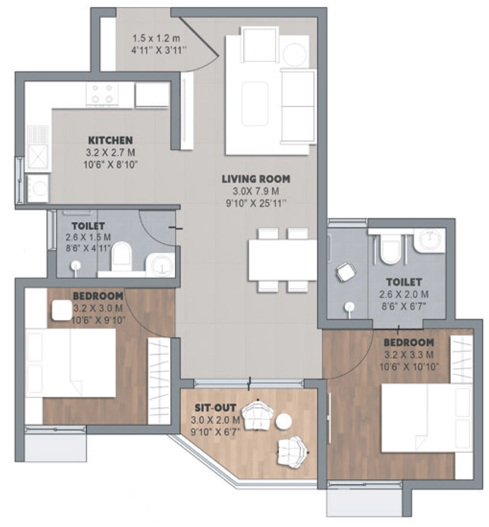 2 BHK Flat in Brigade Orchards Laurel And Maple in Devanahalli, Bangalore - Image 915292
