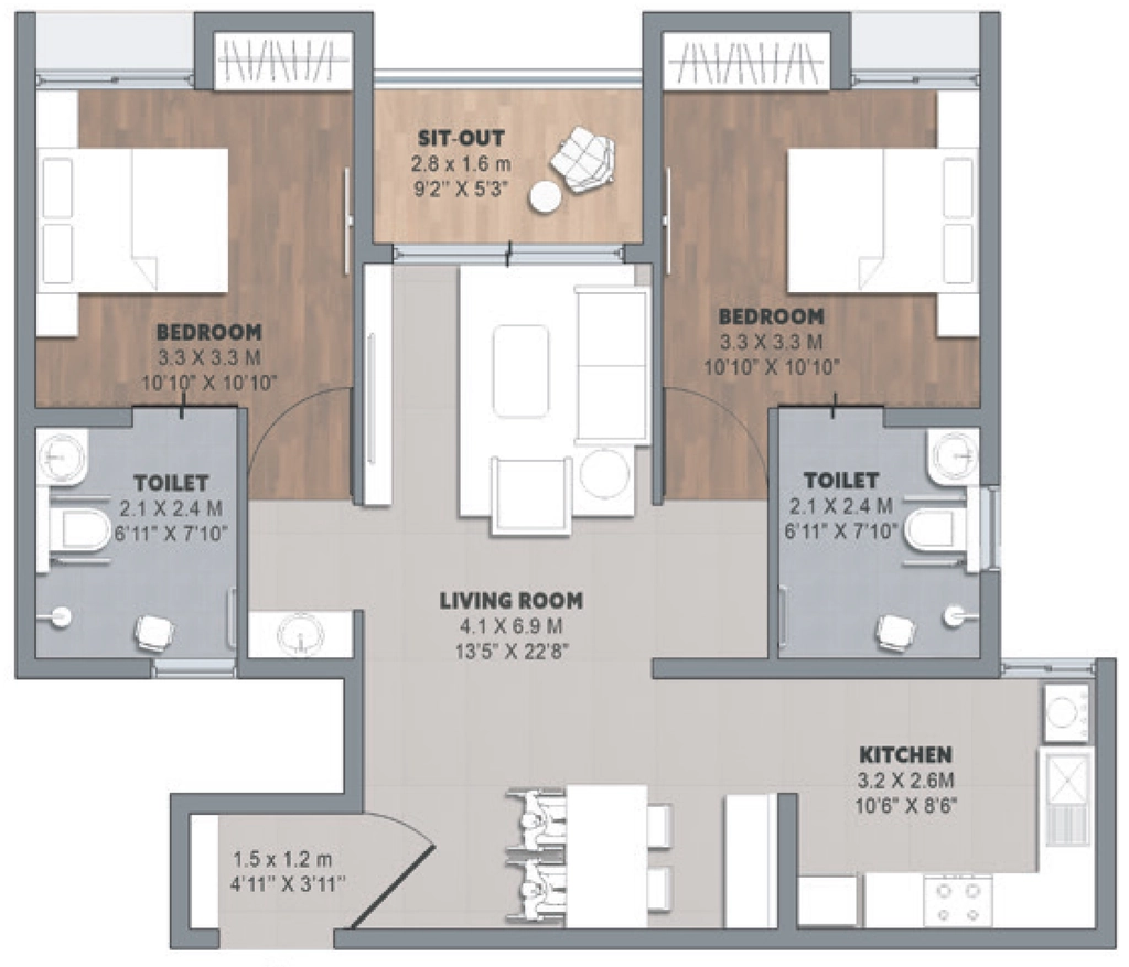 2 BHK Flat in Brigade Orchards Laurel And Maple in Devanahalli, Bangalore - Image 915293